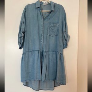 Zara button down denim dress
